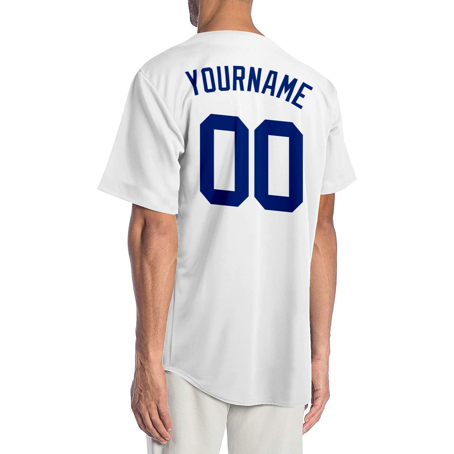 Custom White Royal-Red Authentic Baseball Jersey view 2