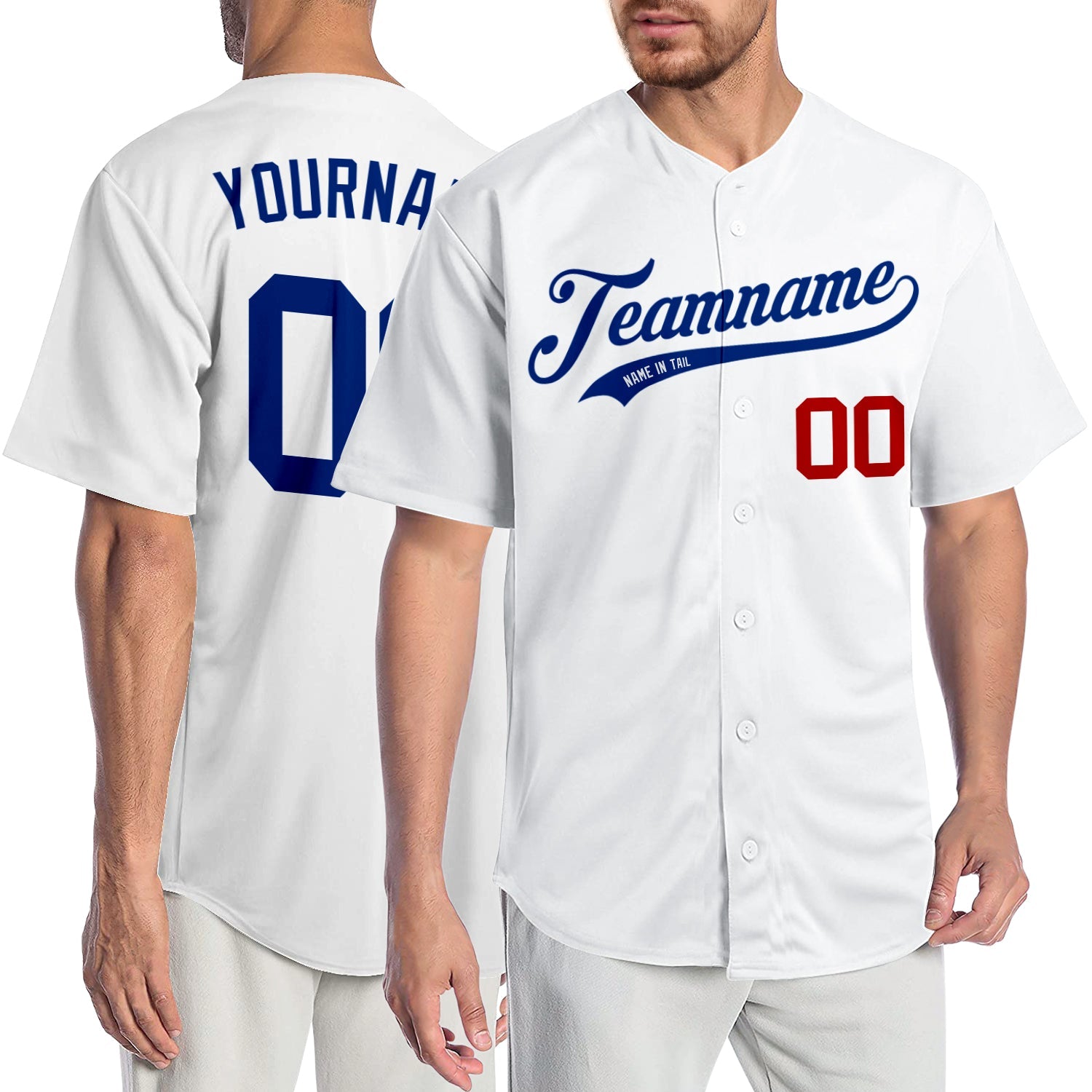 Custom White Royal-Red Authentic Baseball Jersey - Main View