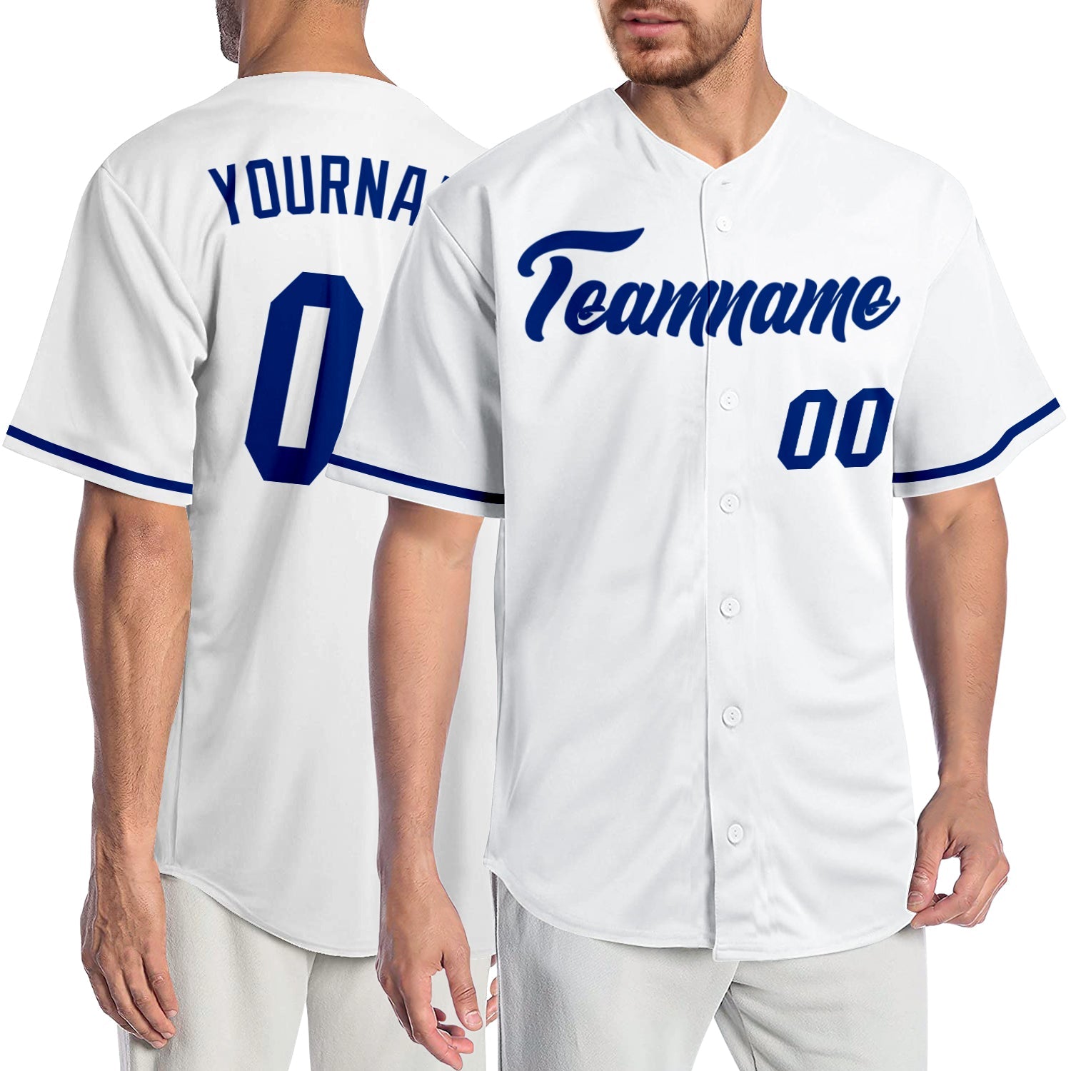 Custom White Royal Authentic Baseball Jersey - Main View