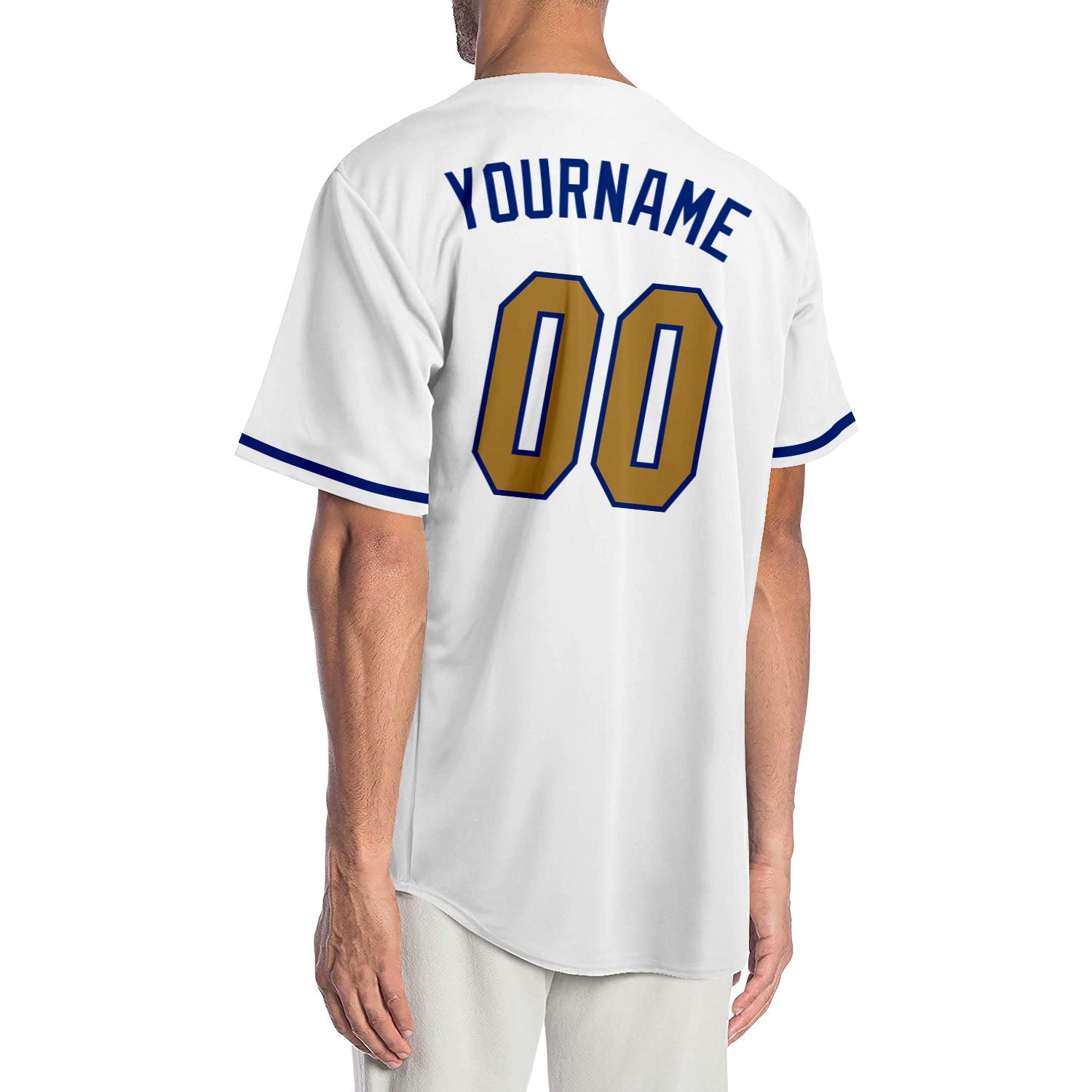 Custom White Old Gold-Royal Authentic Baseball Jersey view 2