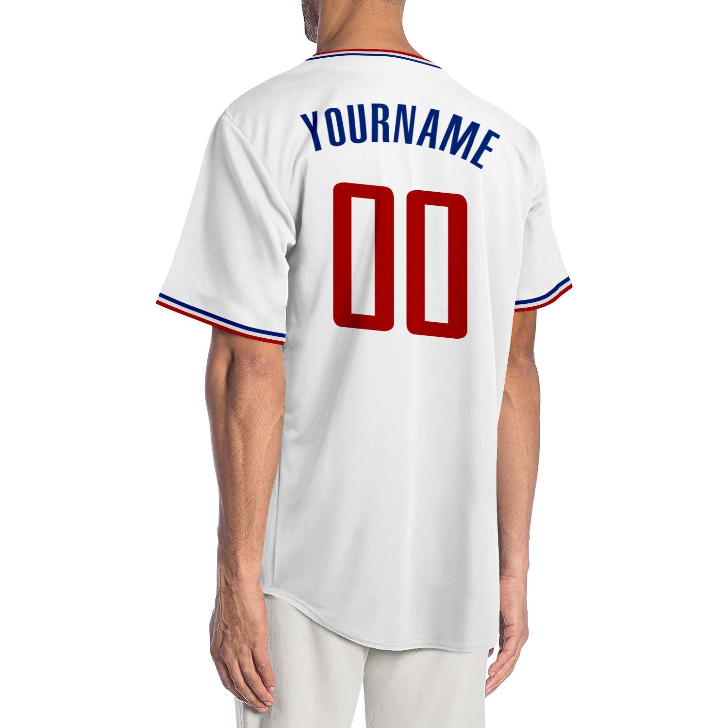Custom White Red-Royal Authentic Baseball Jersey view 2