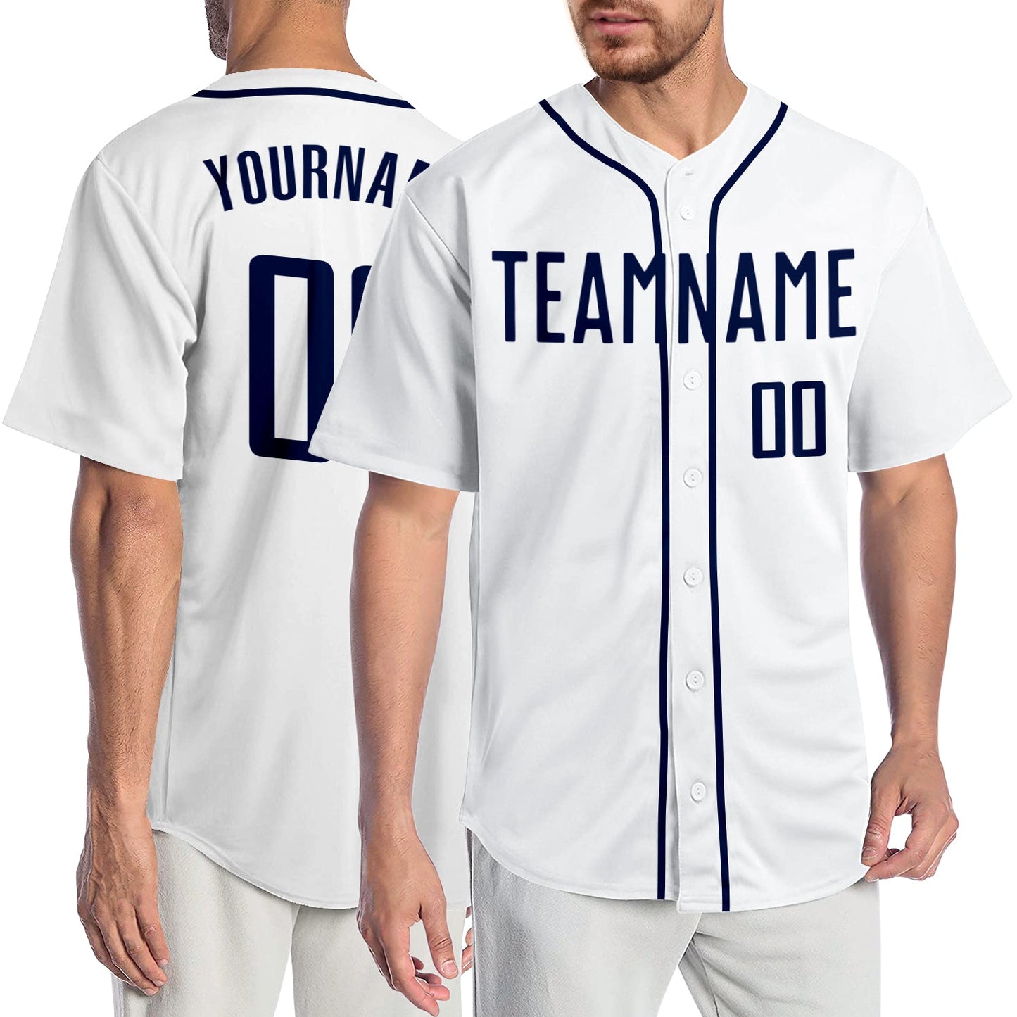 Custom White Navy Authentic Baseball Jersey - Main View