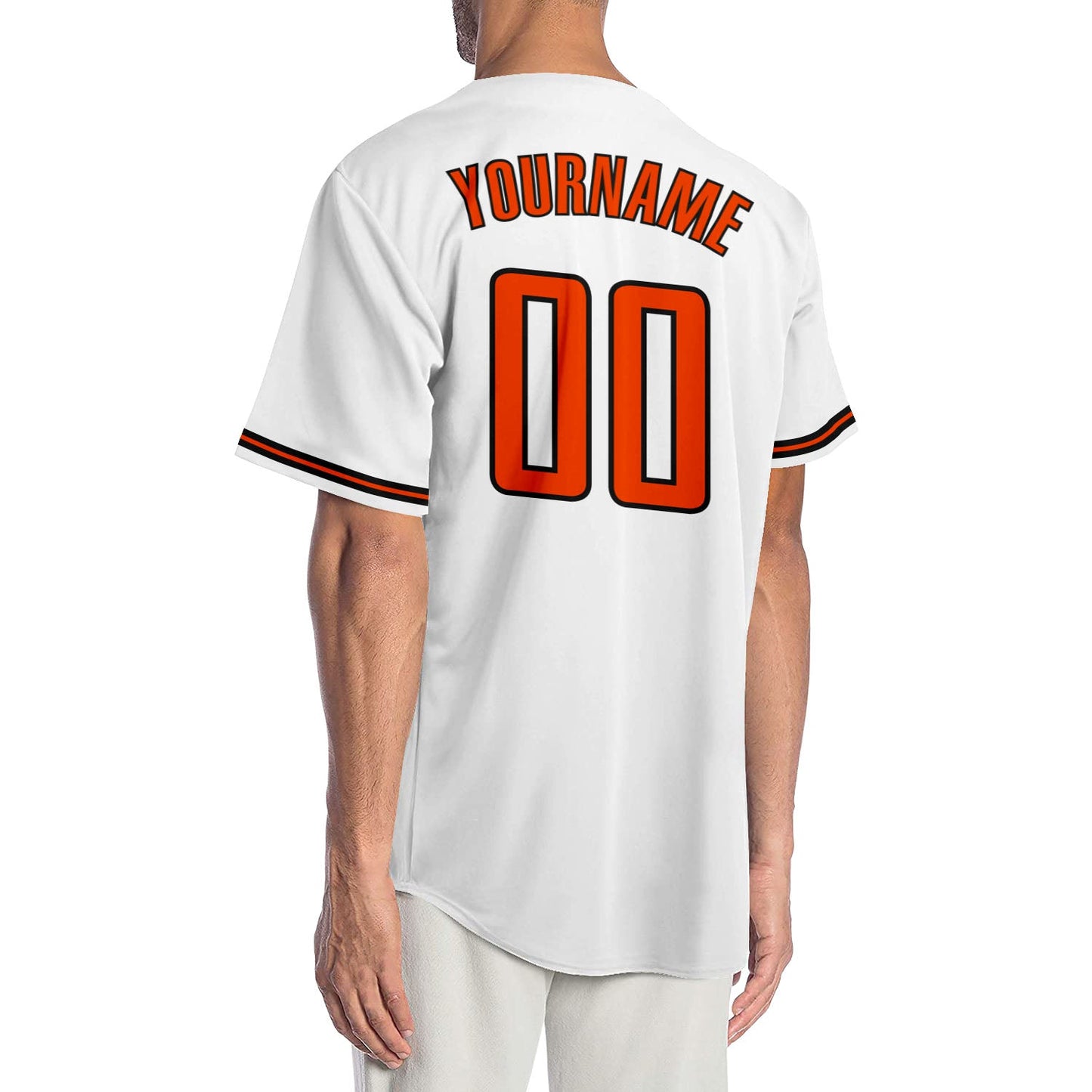 Custom White Orange-Black Authentic Baseball Jersey view 2