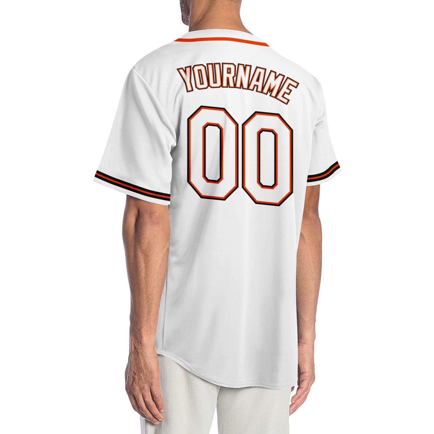 Custom White White-Orange Authentic Baseball Jersey view 2
