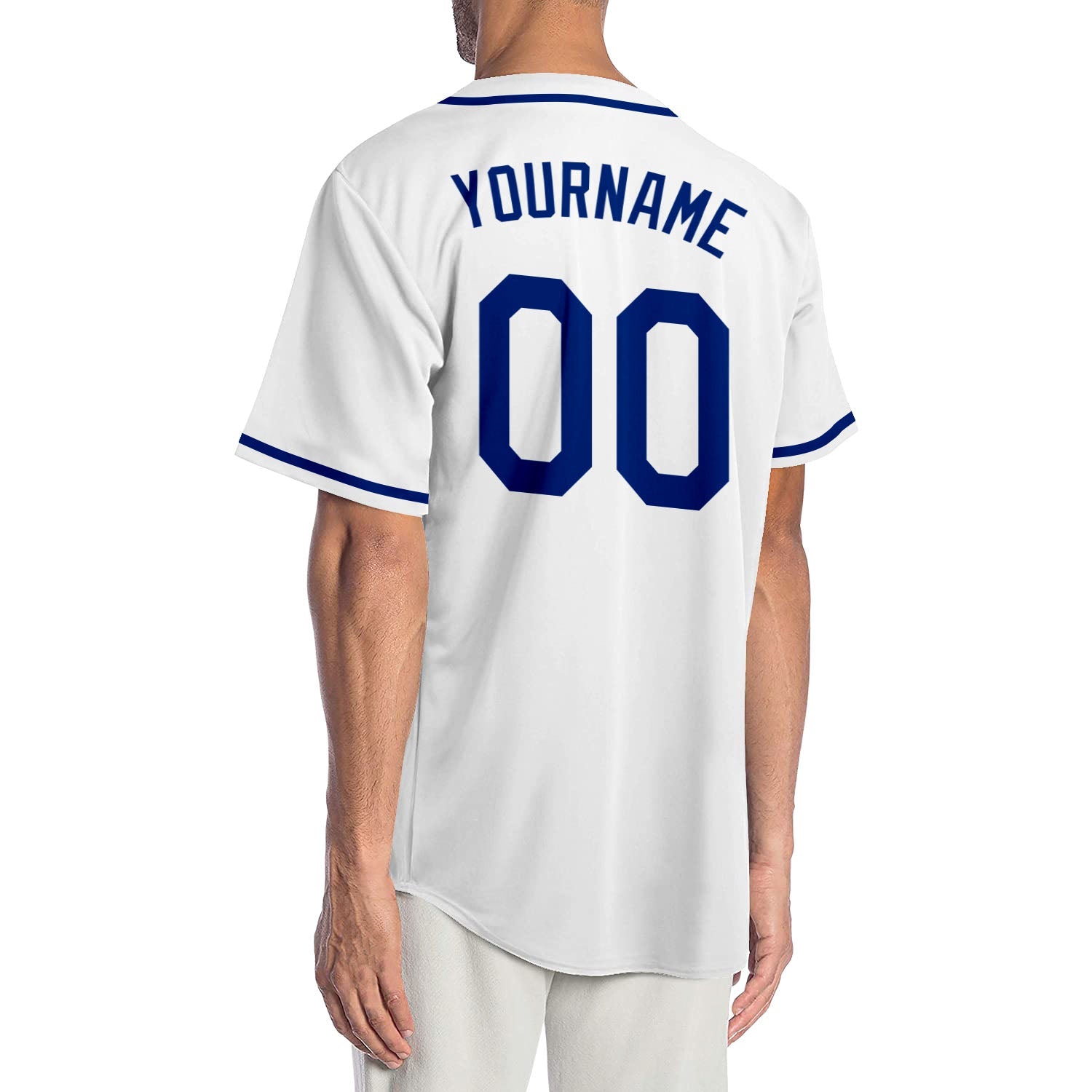 Custom White Royal-Red Authentic Baseball Jersey view 2