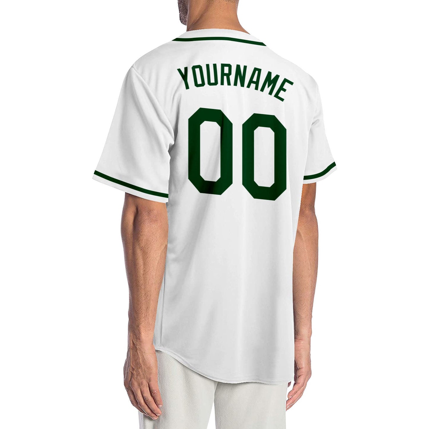 Custom White Green-Black Authentic Baseball Jersey view 2