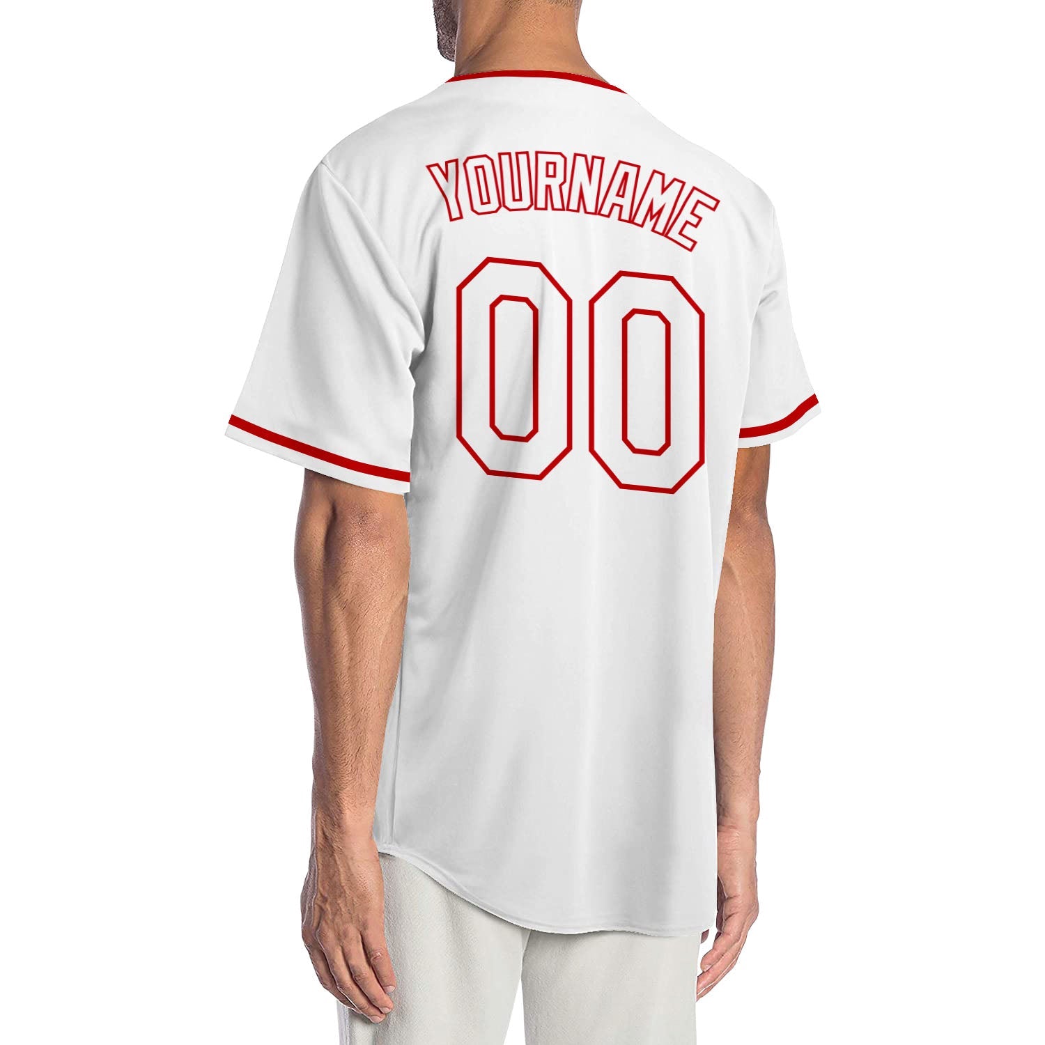Custom White White-Red Authentic Baseball Jersey view 2