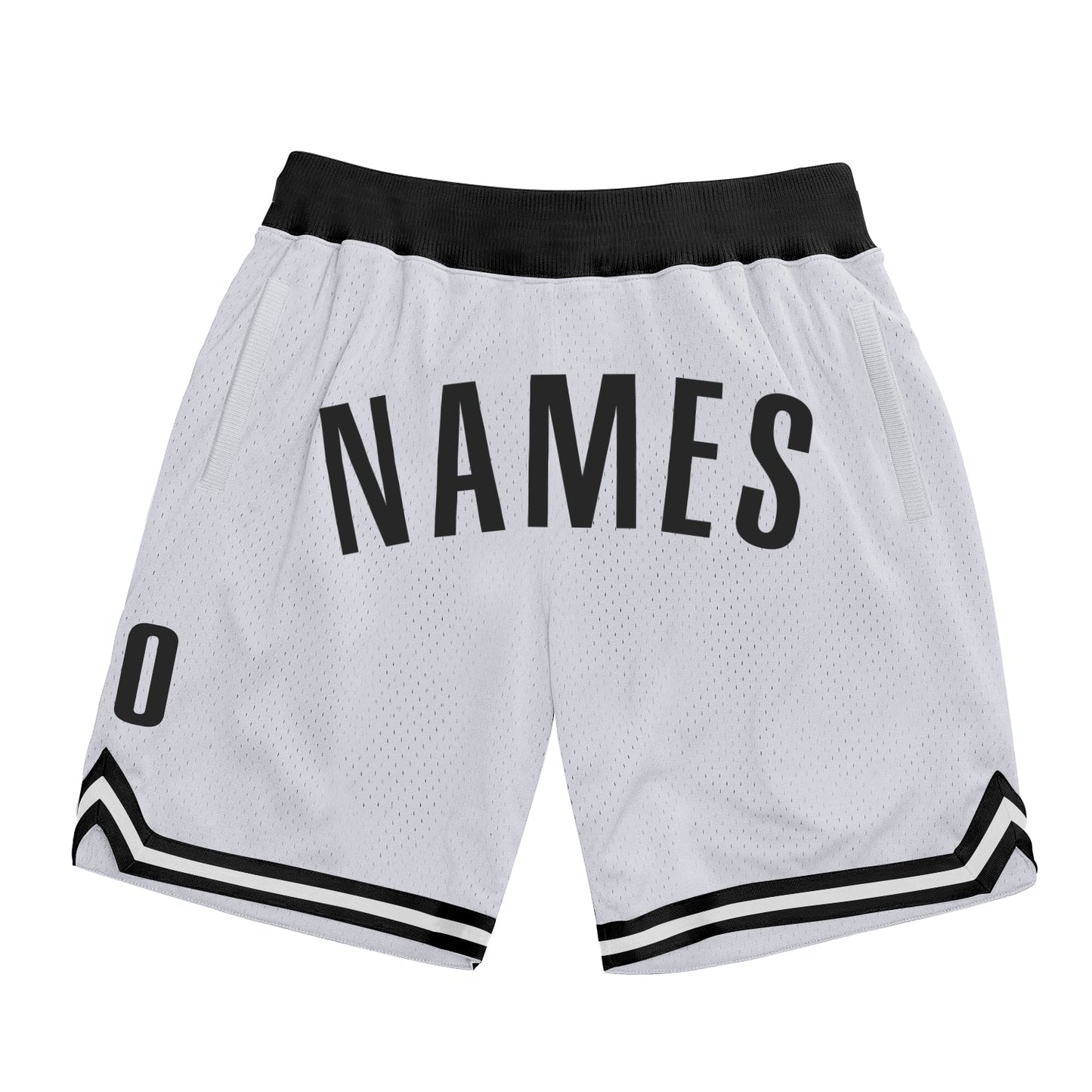 Custom White Black Authentic Throwback Basketball Shorts - Main View