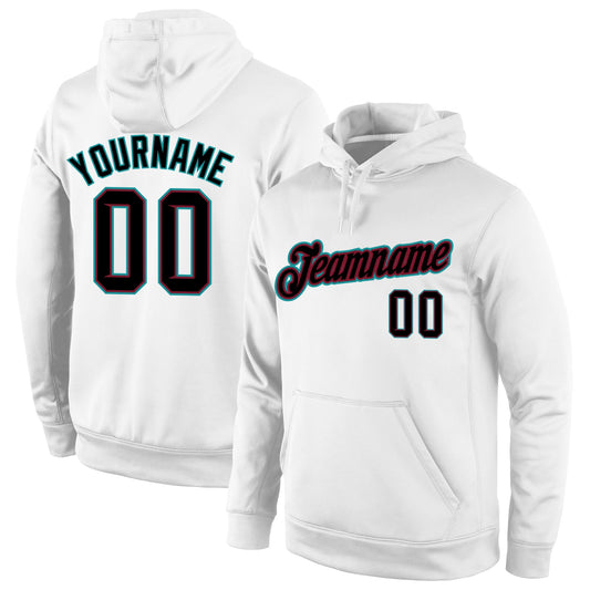 Custom Stitched White Black-Crimson Sports Pullover Sweatshirt Hoodie - Main View