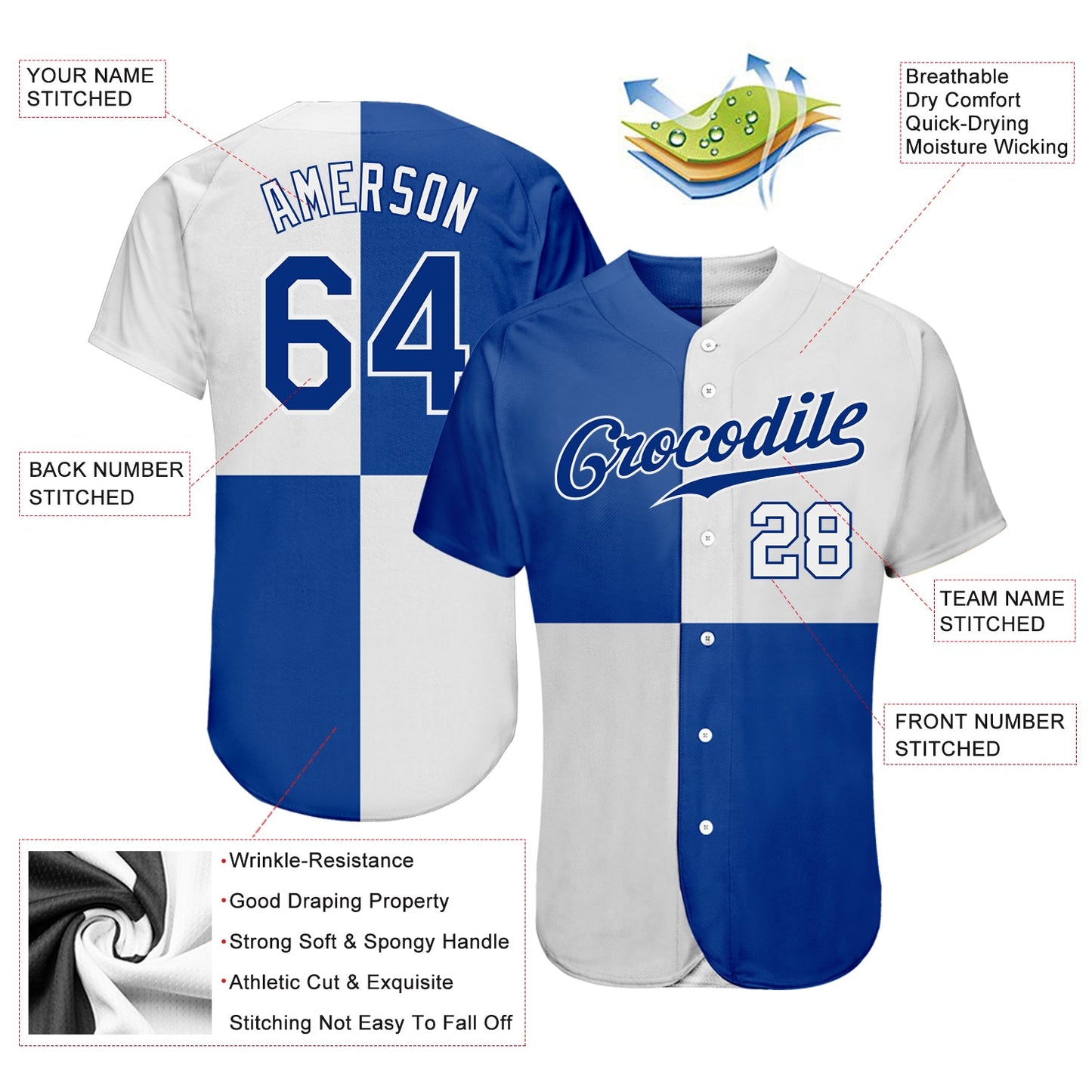 Custom White Royal 3D Pattern Design Multicolor Authentic Baseball Jersey view 3