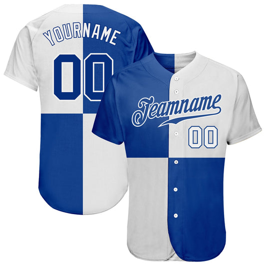Custom White Royal 3D Pattern Design Multicolor Authentic Baseball Jersey - Main View