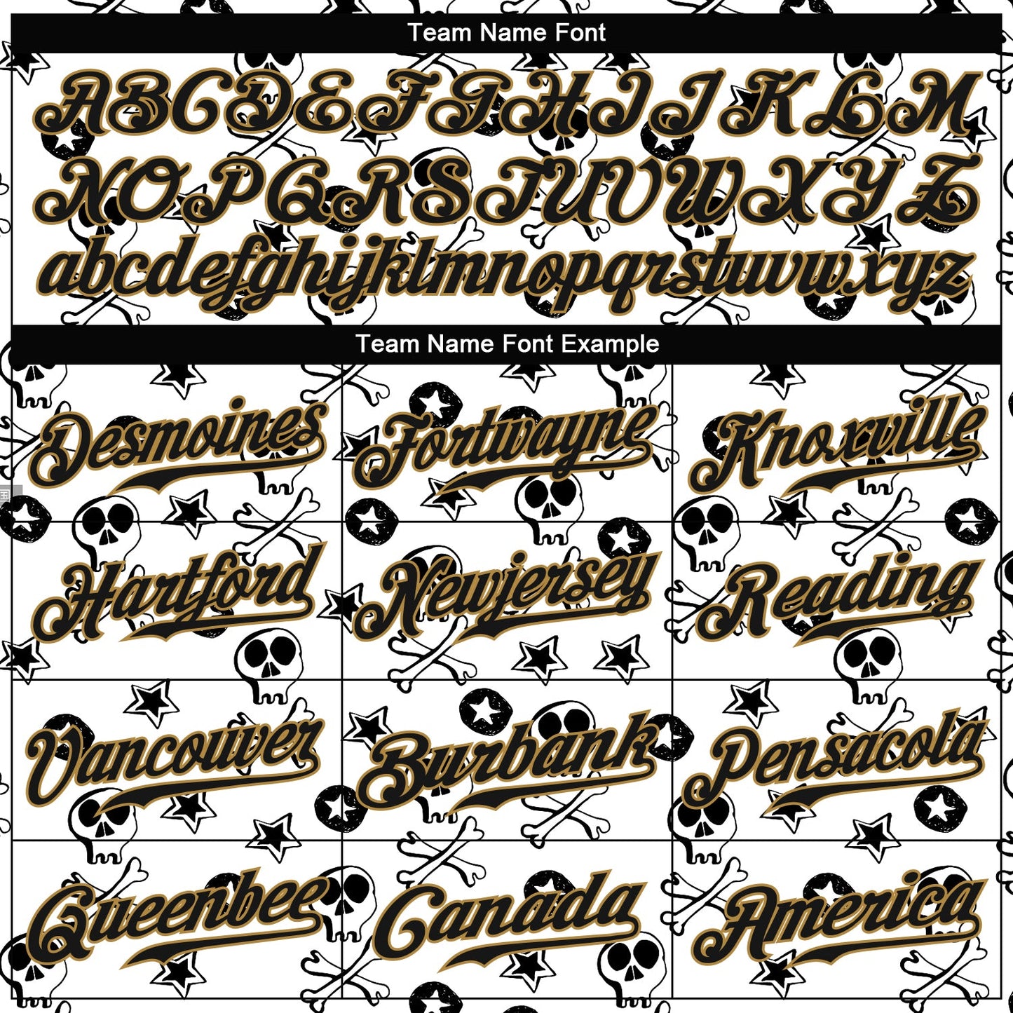 Custom White Black-Old Gold 3D Skull Fashion Authentic Baseball Jersey view 4