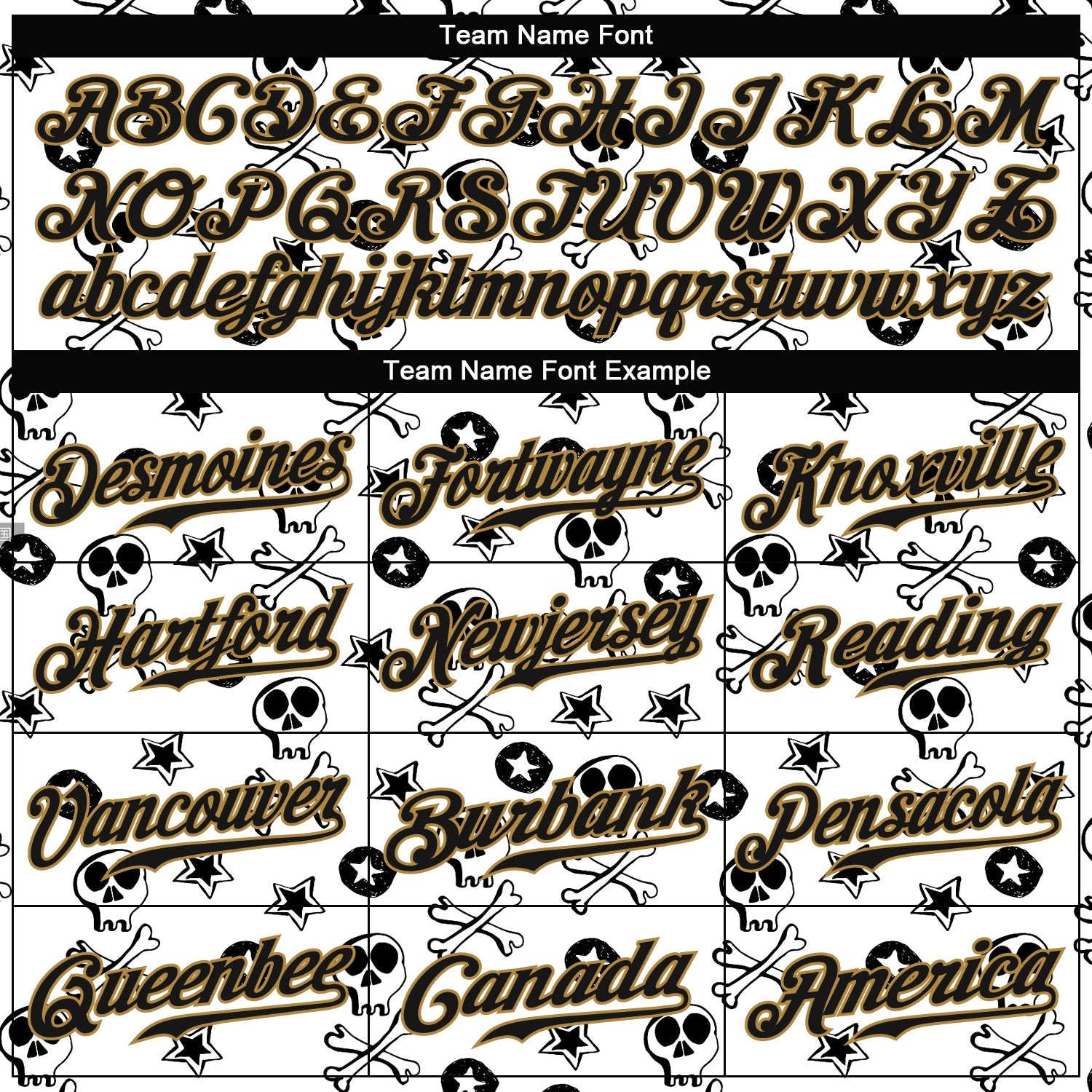 Custom White Black-Old Gold 3D Skull Fashion Authentic Baseball Jersey view 4