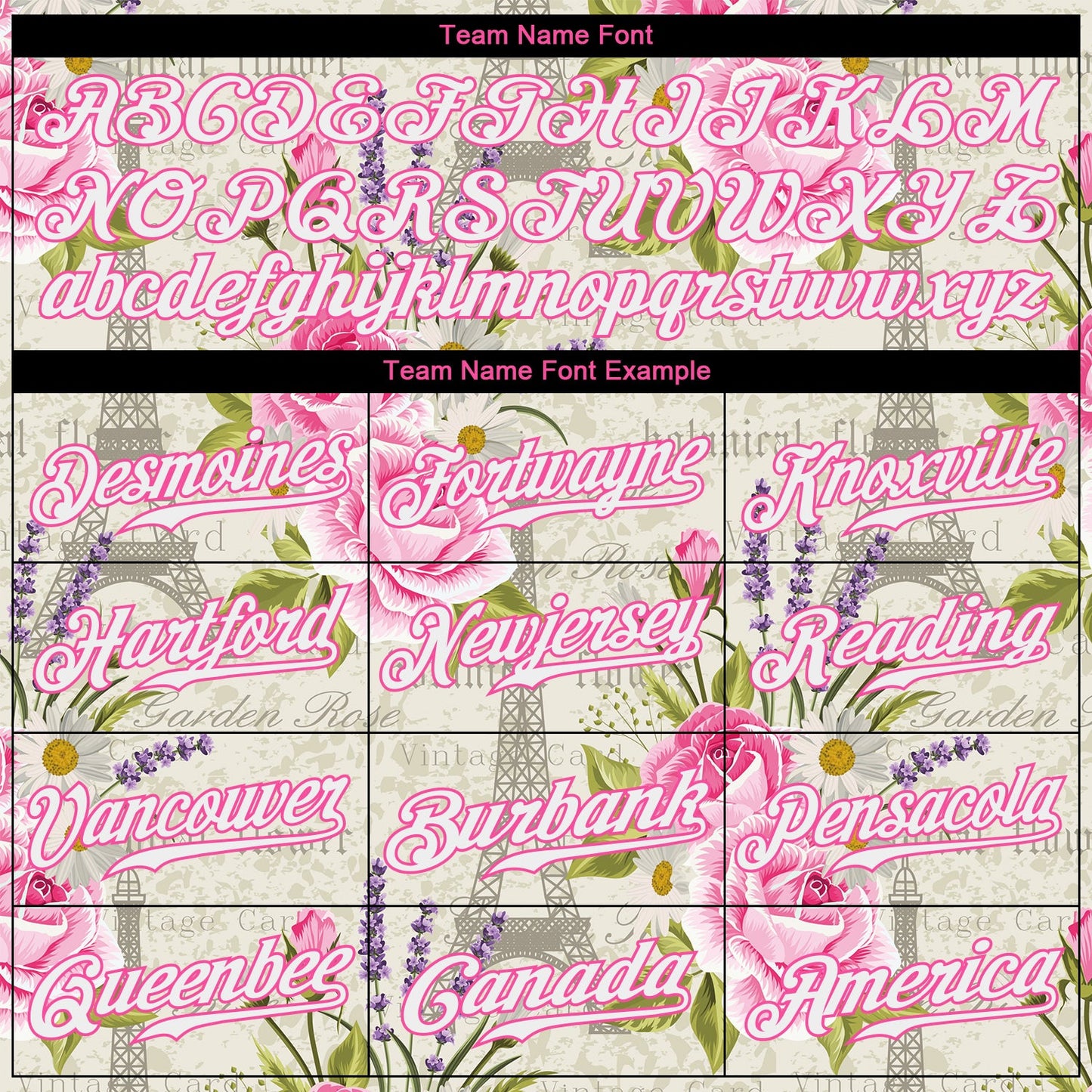 Custom White White-Pink 3D Pattern Design Floral Pattern With The Eiffel Tower Authentic Baseball Jersey view 4