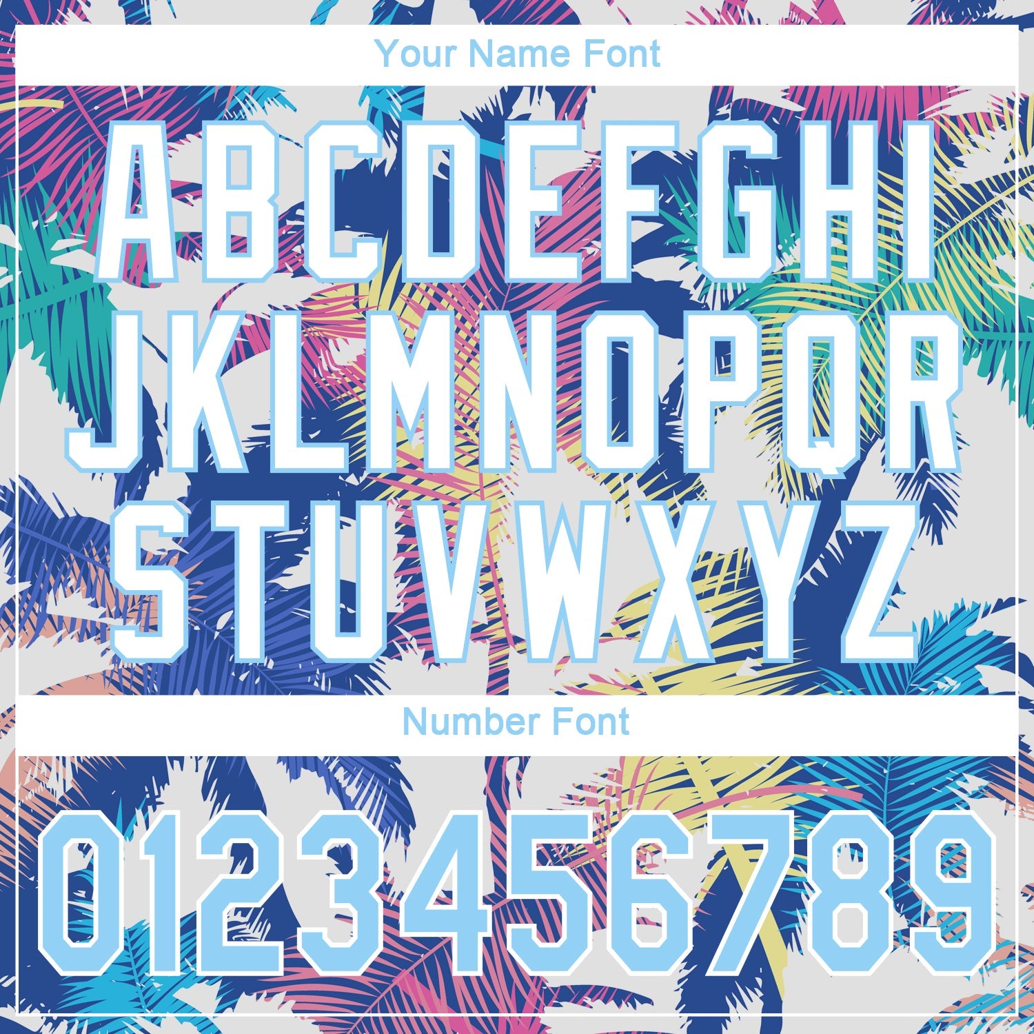 Custom White Light Blue 3D Pattern Design Hawaii Palm Trees Authentic Baseball Jersey view 5