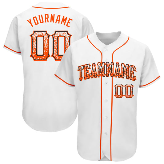 Custom White Orange-Black Authentic Drift Fashion Baseball Jersey - Main View