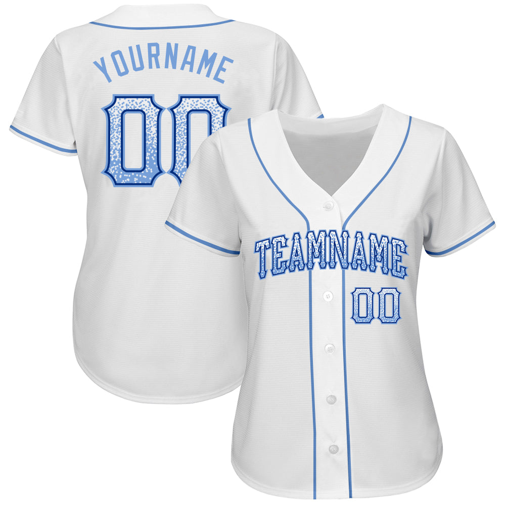 Custom White Light Blue-Royal Authentic Drift Fashion Baseball Jersey view 2