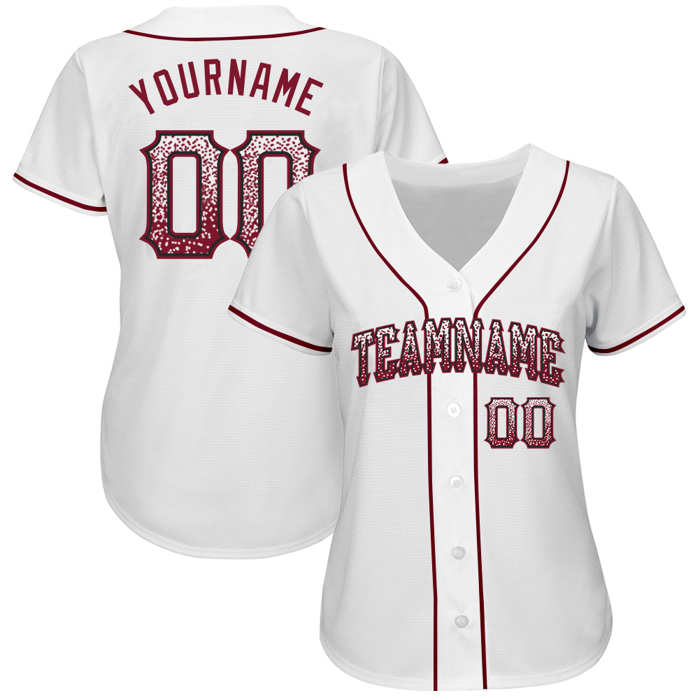 Custom White Crimson-Black Authentic Drift Fashion Baseball Jersey view 2