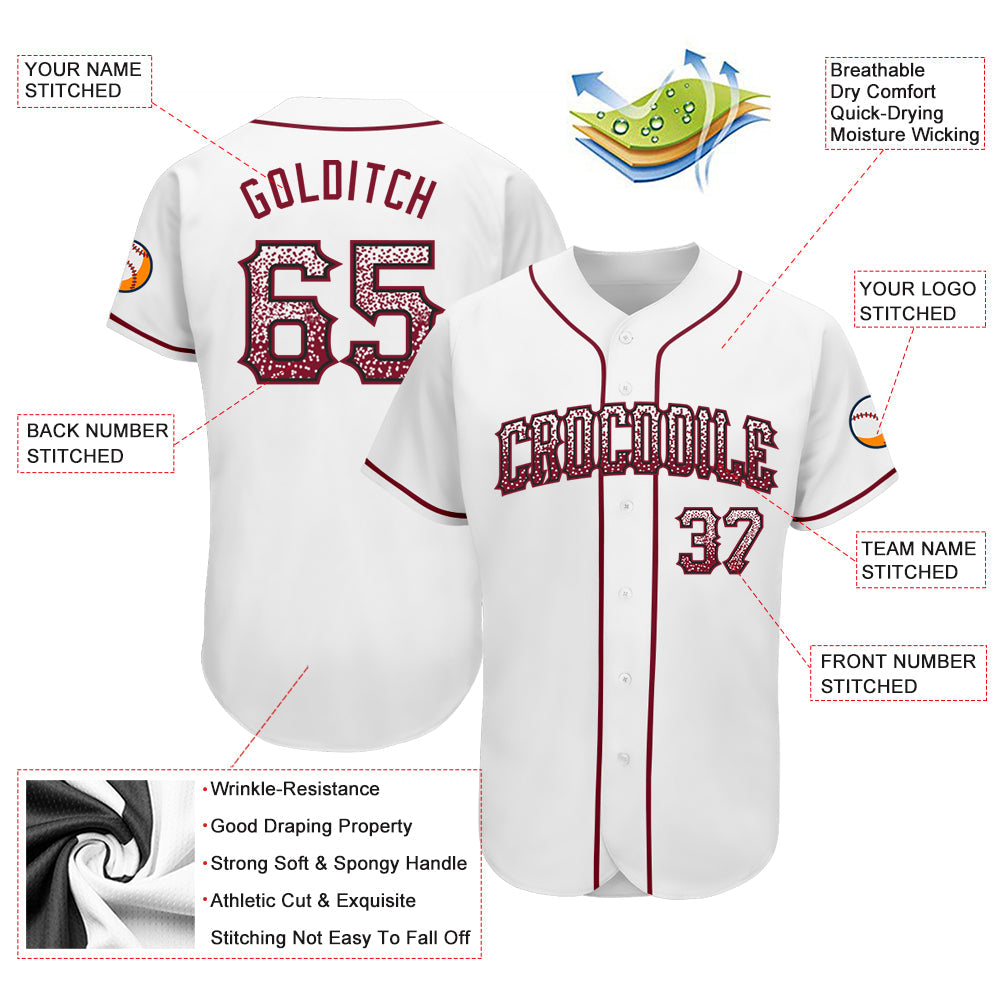 Custom White Crimson-Black Authentic Drift Fashion Baseball Jersey view 3