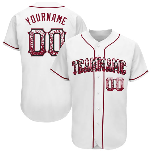 Custom White Crimson-Black Authentic Drift Fashion Baseball Jersey - Main View