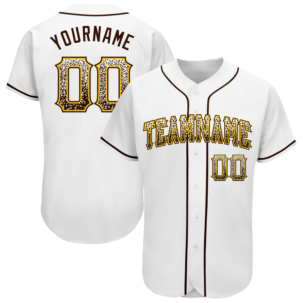 Custom White Brown-Gold Authentic Drift Fashion Baseball Jersey - Main View