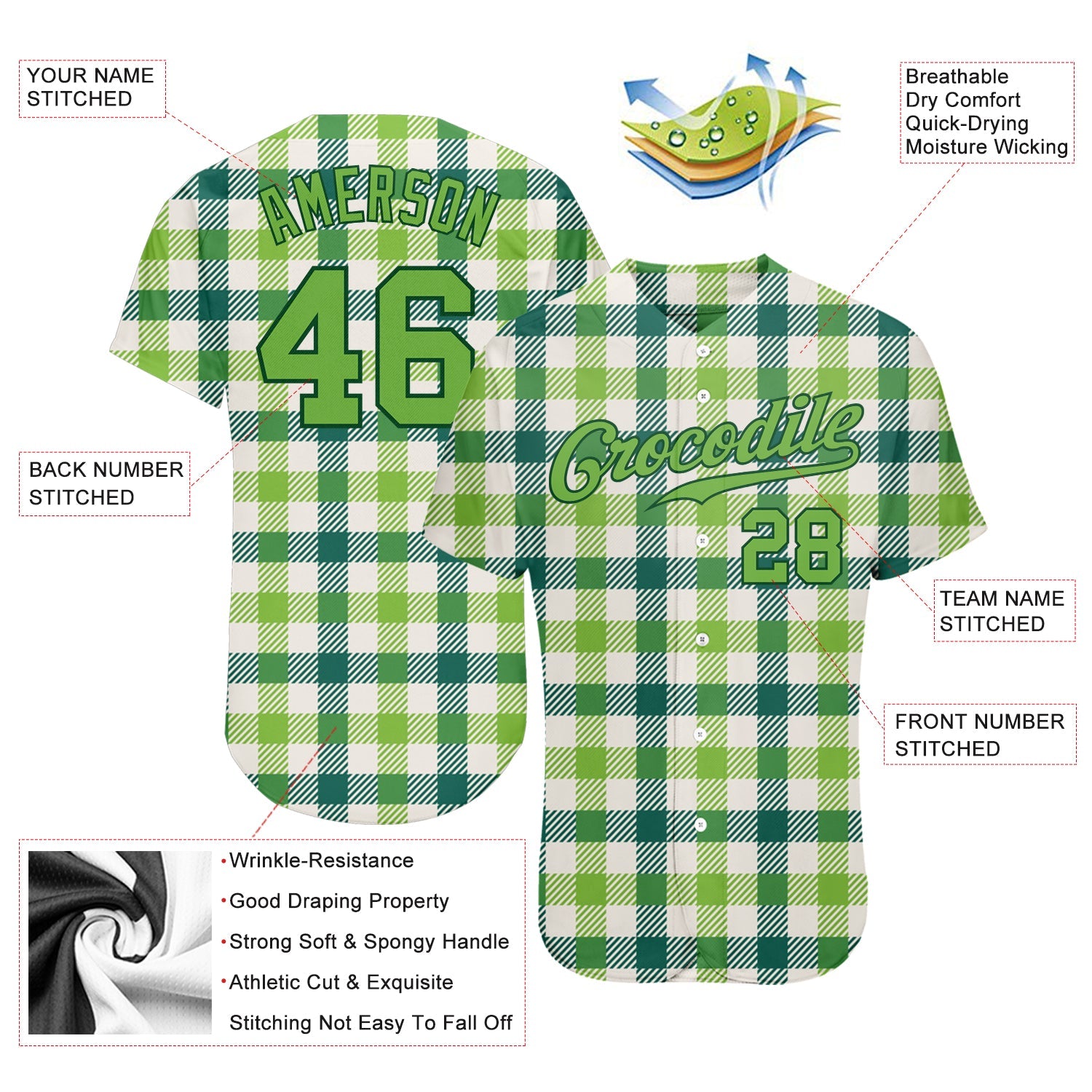 Custom White Neon Green-Green 3D Pattern Design Authentic St. Patrick's Day Baseball Jersey view 3