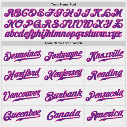 Custom White Purple-Pink Authentic Baseball Jersey view 5