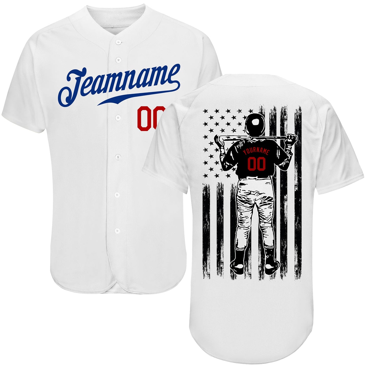 Custom White Royal-Red Authentic Baseball Jersey - Main View