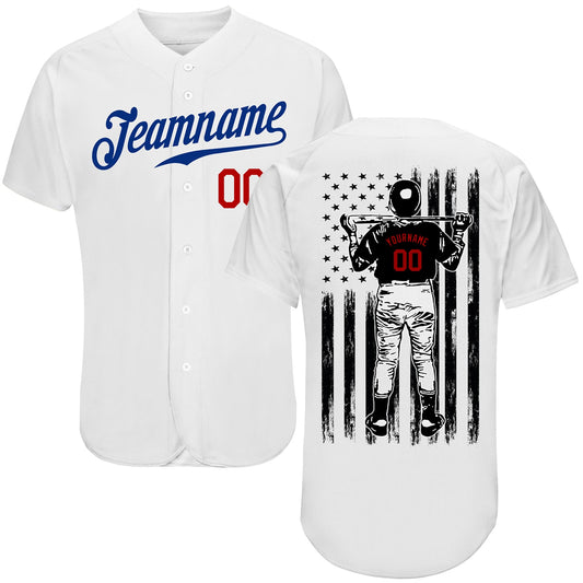 Custom White Royal-Red Authentic Baseball Jersey - Main View