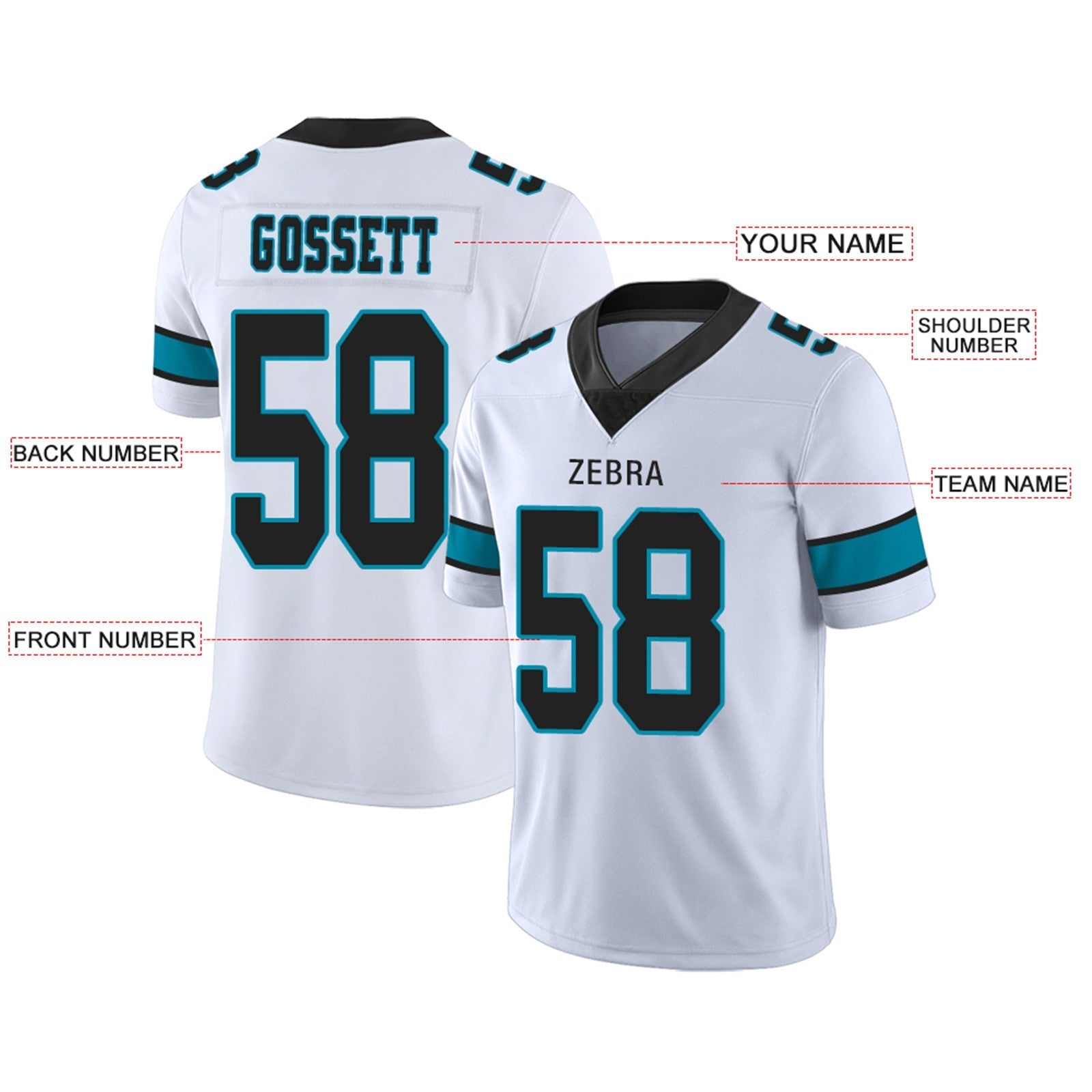 Custom C.Panthers Football Jerseys Team Player or Personalized Design Your Own Name for Men's Women's Youth Jerseys Blue view 12