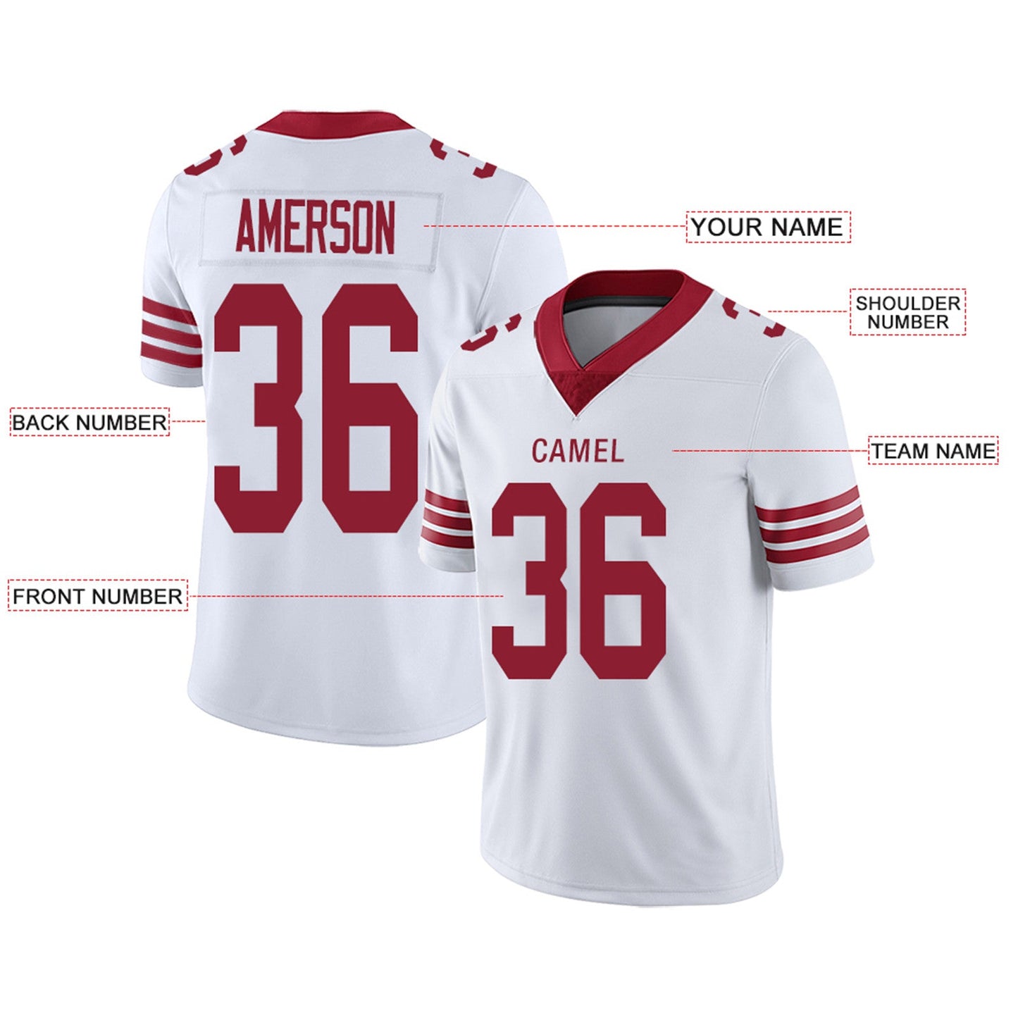 Custom SF.49ers Football Jerseys Team Player or Personalized Design Your Own Name for Men's Women's Youth Jerseys Red view 6