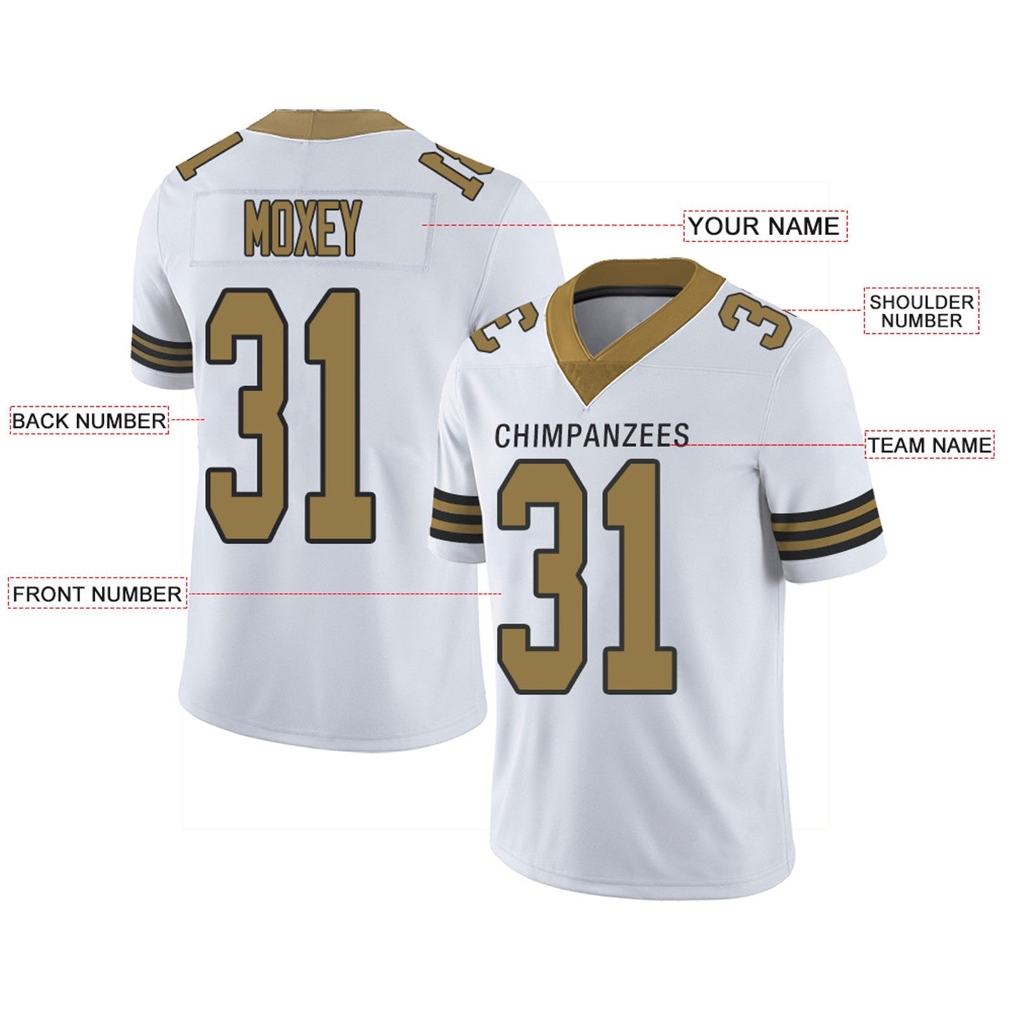 Custom NO.Saints Football Jerseys Team Player or Personalized Design Your Own Name for Men's Women's Youth Jerseys Black view 4