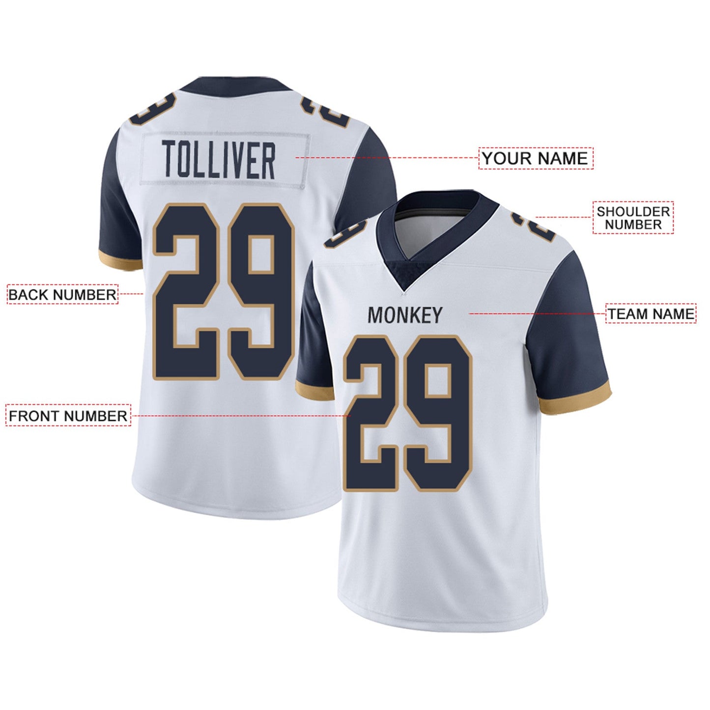 Custom LA.Chargers Football Jerseys Team Player or Personalized Design Your Own Name for Men's Women's Youth Jerseys Navy view 12