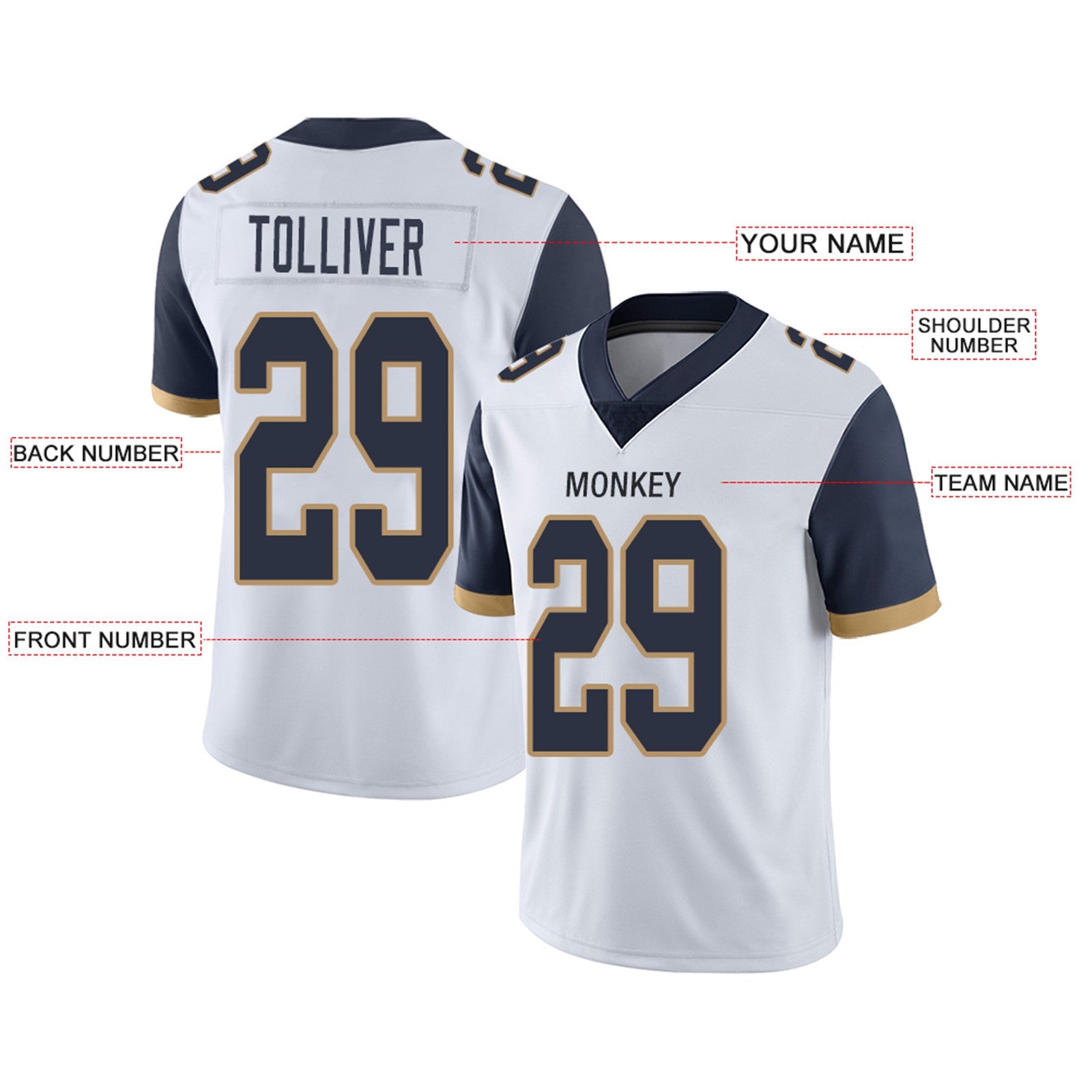 Custom LA.Chargers Football Jerseys Team Player or Personalized Design Your Own Name for Men's Women's Youth Jerseys Navy view 12