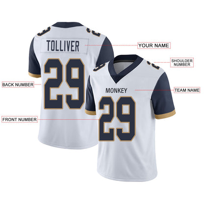 Custom LA.Chargers Football Jerseys Team Player or Personalized Design Your Own Name for Men's Women's Youth Jerseys Navy view 12
