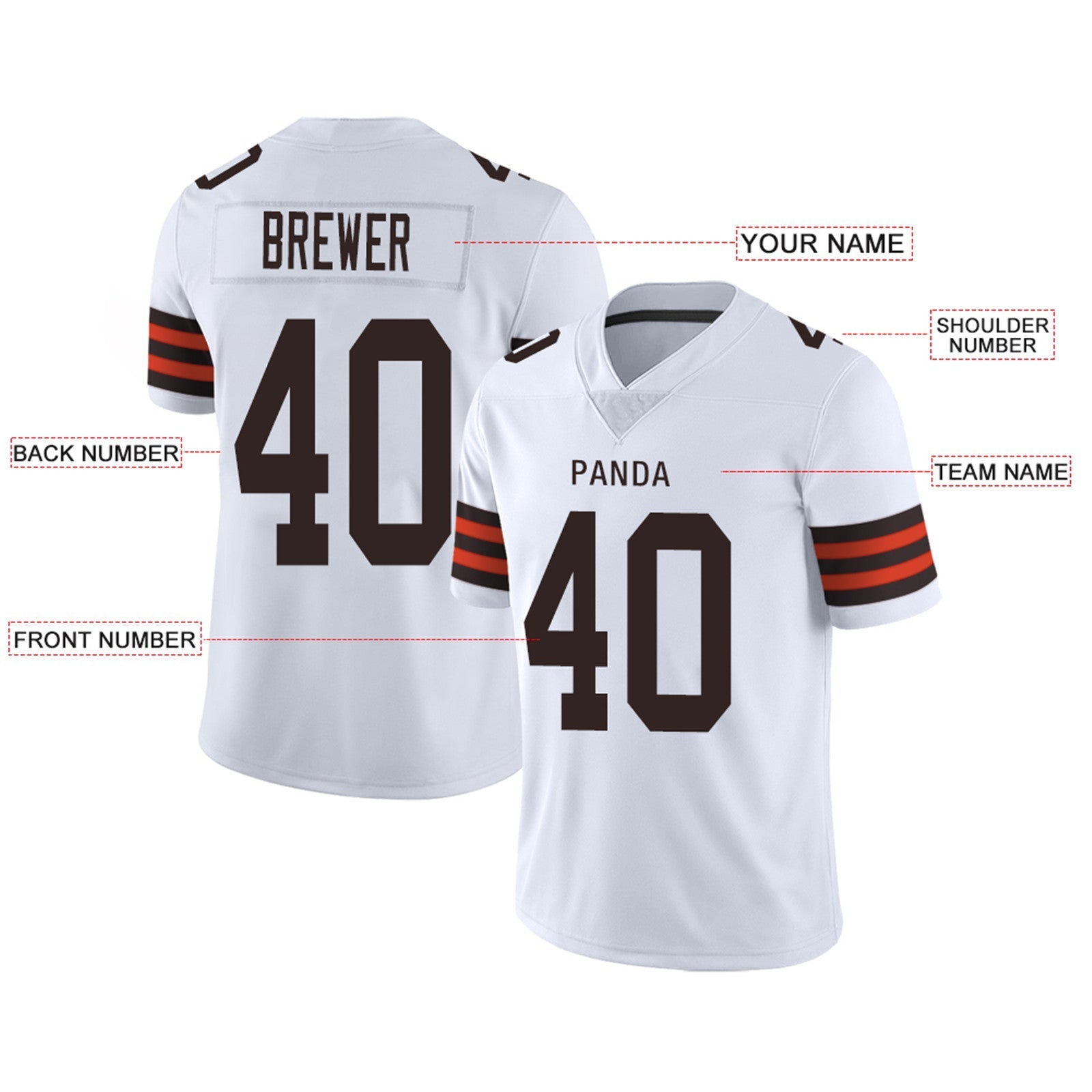 Custom C.Browns Football Jersey Team Player or Personalized Design Your Own Name for Men's Women's Youth Jerseys Brown view 12