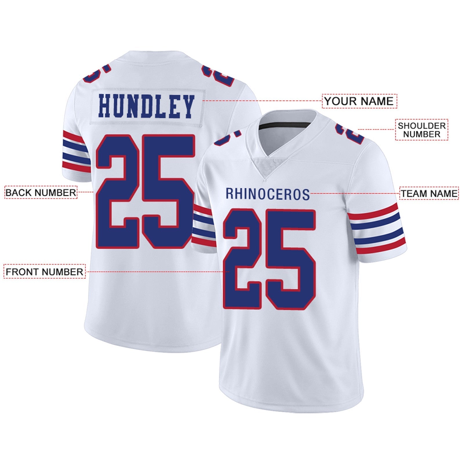 Custom B.Bills Football Jerseys Team Player or Personalized Design Your Own Name for Men's Women's Youth Jerseys Royal view 5