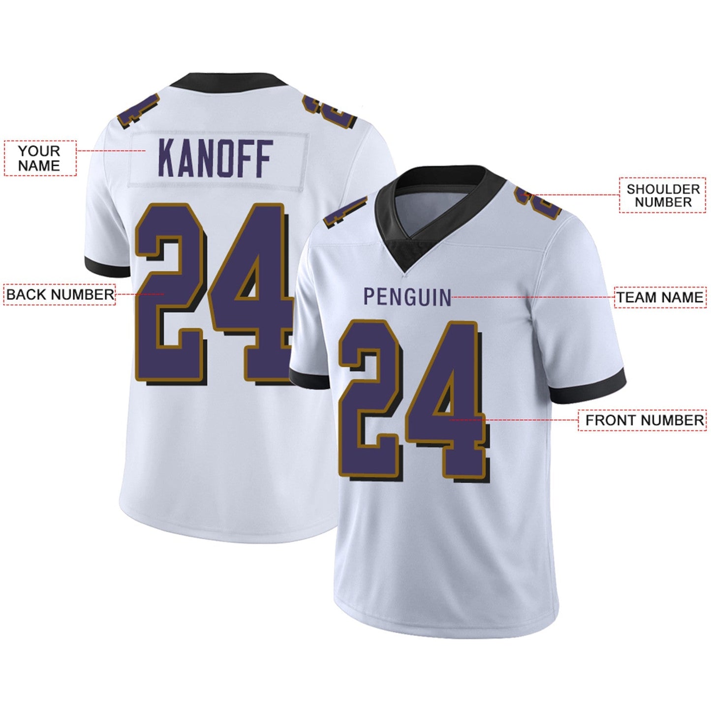 Custom B.Ravens Football JerseyS Team Player or Personalized Design Your Own Name for Men's Women's Youth Jerseys Purple view 6