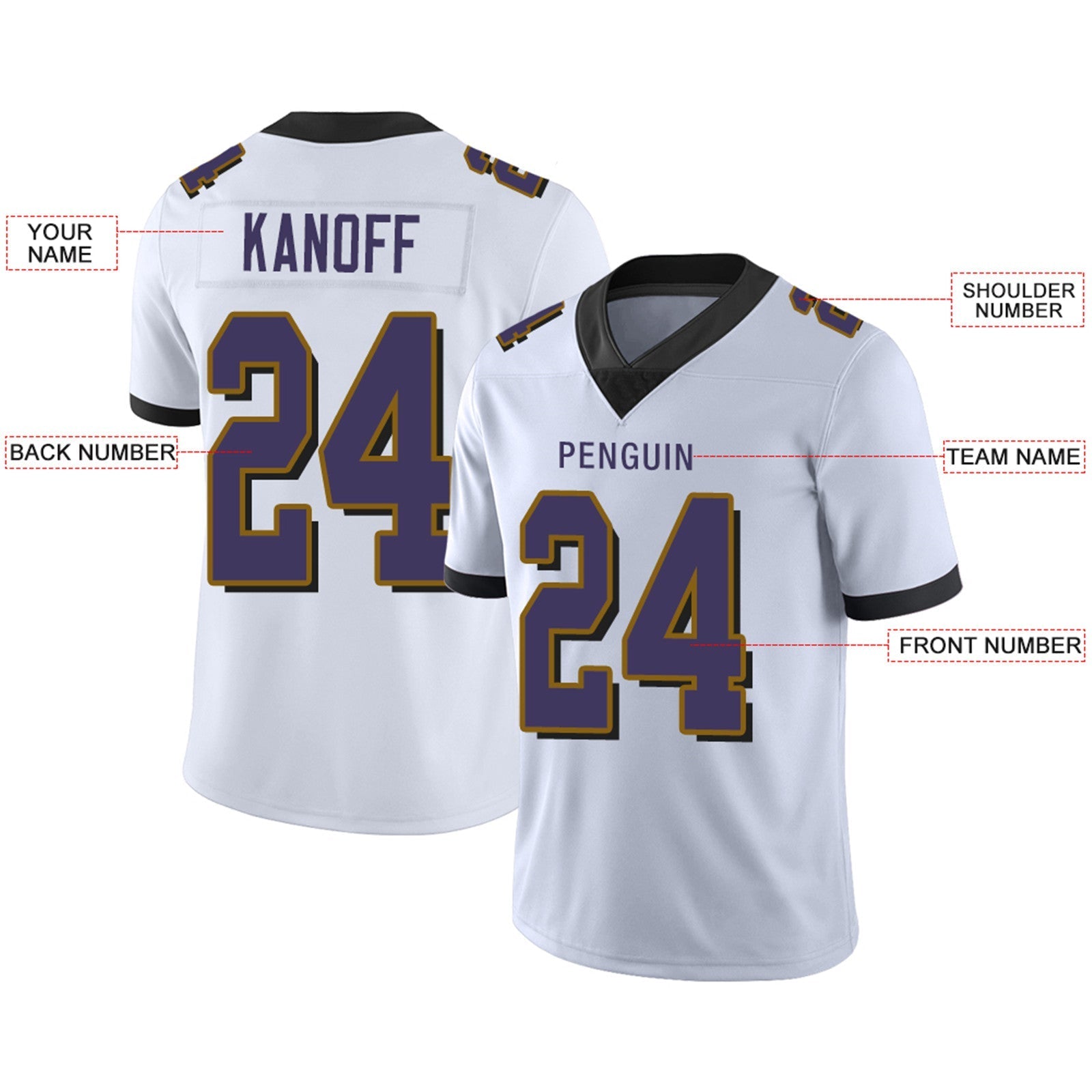 Custom B.Ravens Football JerseyS Team Player or Personalized Design Your Own Name for Men's Women's Youth Jerseys Purple view 6