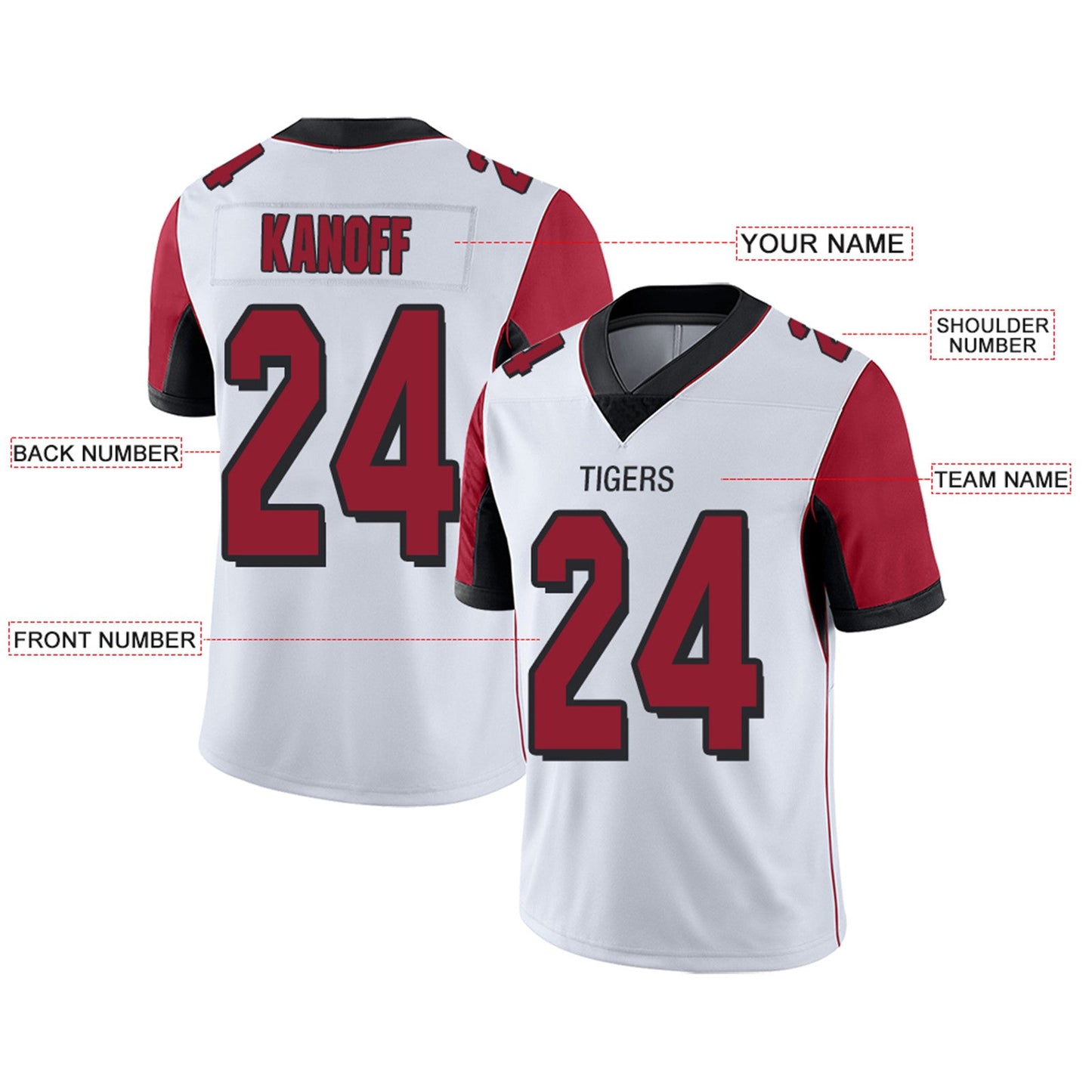 Custom A.Falcons Team Player or Personalized Design Your Own Name for Men's Women's Youth Jerseys Red Football Jerseys view 4