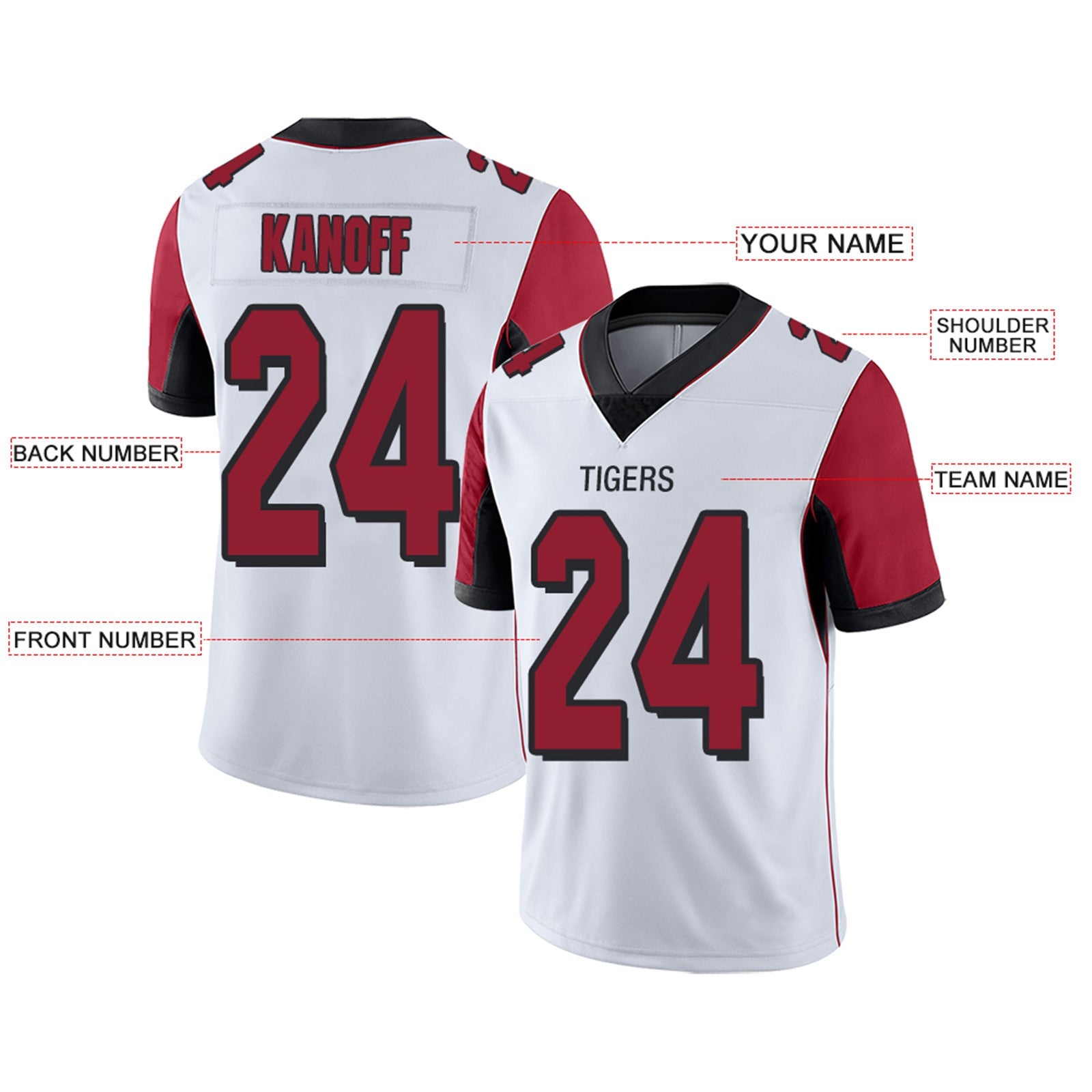 Custom A.Falcons Team Player or Personalized Design Your Own Name for Men's Women's Youth Jerseys Red Football Jerseys view 4