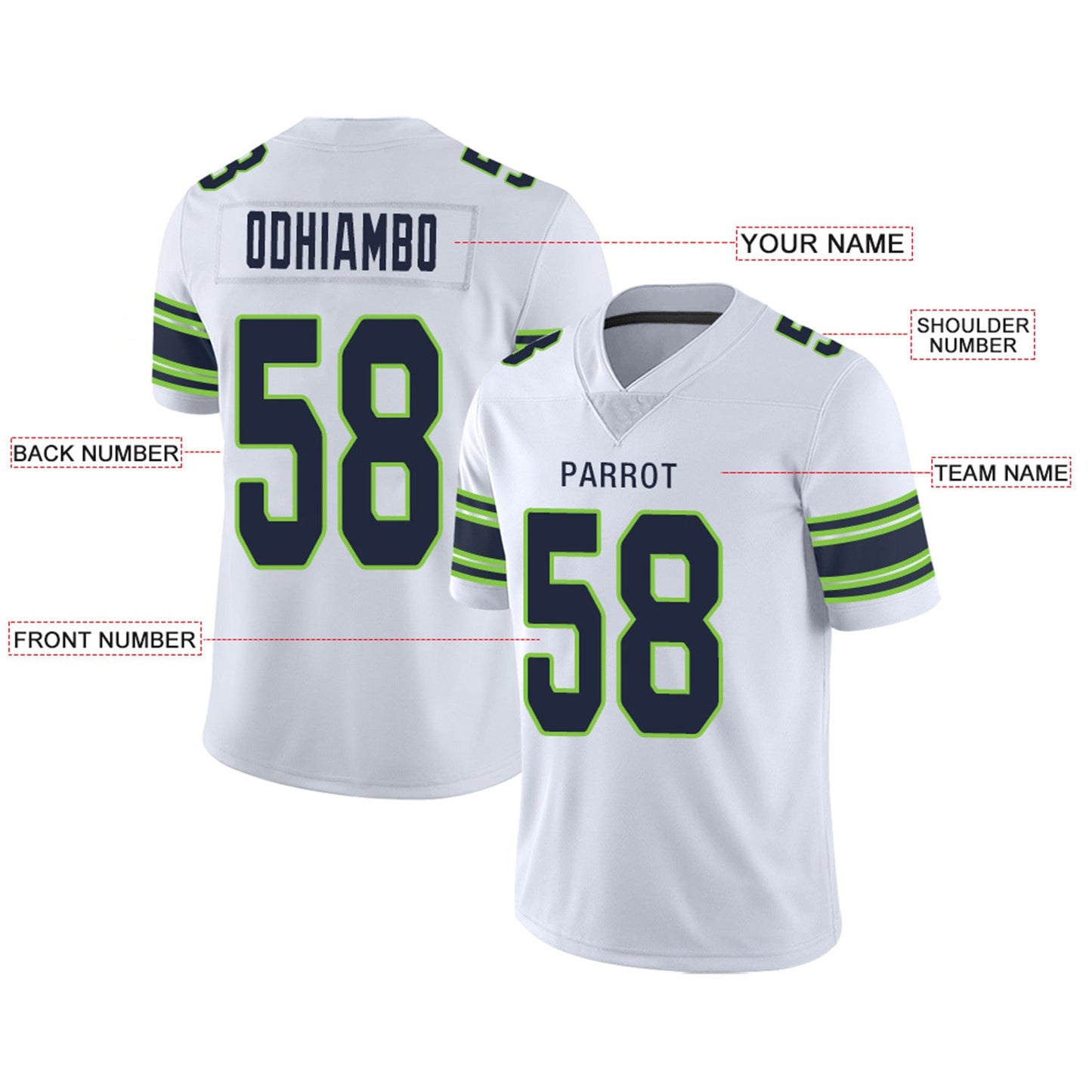 Custom S.Seahawks Football Jerseys Team Player or Personalized Design Your Own Name for Men's Women's Youth Jerseys Navy view 6