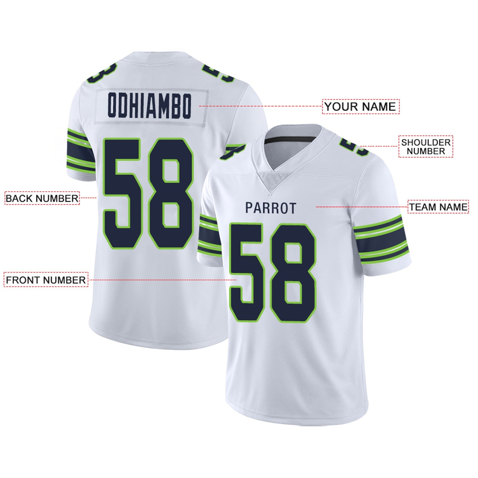 Custom S.Seahawks Football Jerseys Team Player or Personalized Design Your Own Name for Men's Women's Youth Jerseys Navy view 6