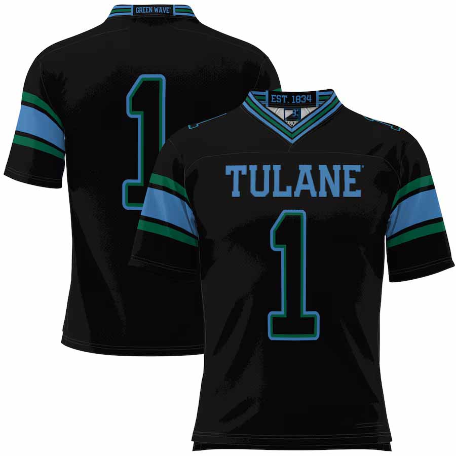 #1 T.Green Wave GameDay Greats Football Jersey - Black American College Jerseys - Main View